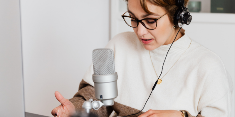 podcast ad copy being read out loud by a podcast host