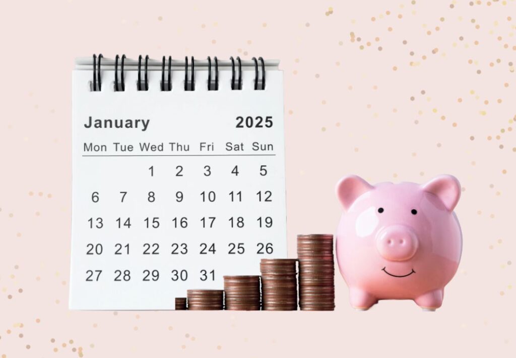 An image of a piggy bank, and calendar highlighting Q1, January 2025 is best for targeting an engaged audience.