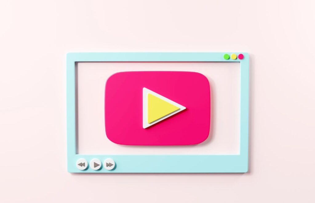 YouTube media player screen interface for social media template for web or mobile apps.