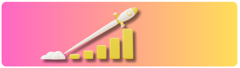 How to Launch a Podcast Campaign Yellow rocket launching over an ascending bar graph, symbolizing growth and scaling of a podcast advertising campaign