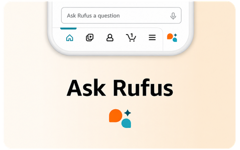 Ask Rufus search bar from Amazon's AI shopping assistant interface