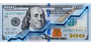 Dollar with lazer line metaphorically slowing growth unlocked
