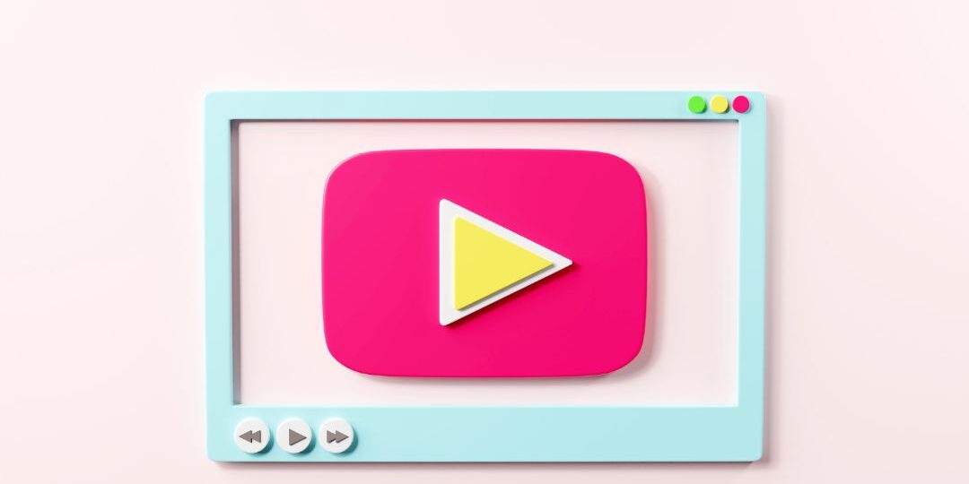 YouTube media player screen interface for social media template for web or mobile apps.