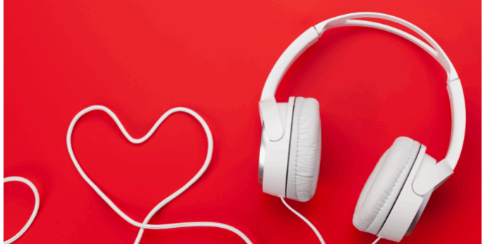 New Web Images (10) White wired headphones, with the wire shaped into a heart. Red background. The Podcast and YouTube Ads That Stuck with Us